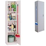 HABITMOBEL Mueble Baño y Escobero o para fregonas,182 x 37 x 37 cm Fondo, 2 colgadores incluidos Plus
