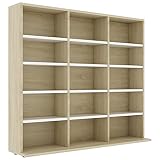 Tidyard Estantería Estantería Librería Estantería de Pared con 15 Compartimentos Abiertos Organizador Almacenamiento Salón Casa Aglomerado Blanco y Roble Sonoma 102x23x89,5cm