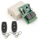 DieseRC Interruptor de control remoto seguro DC 12V 24V 30V inalámbrico 433Mhz RF 10A receptor de relé con 2 transmisores, para motor, luz, puerta de puerta, controlador de bricolaje