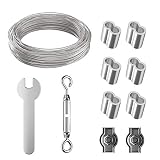 Ruesious13m Cable de Acero Inoxidable PVC Kit de Cuerda de Acero Inoxidable, Kit de Luces para Exteriores, Kit de Suspensión de Cuerda