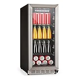 Klarstein FreshAir 90 - Nevera para bebidas, Apta exteriores, Volumen 90 L, Clase de protección IP24, Filtro UV, Función de descongelación automática, Ilumnación LED, Acero inoxidable, Plateado