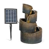 blumfeldt Mantua Fuente Solar en Cascada - Energía Solar, 2,8 Vatios, Batería de Iones de Litio, 5 Horas de Funcionamiento, Interiores/Exteriores, 4 Niveles Cascada, Iluminación LED, Poliresina