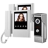 HFeng 4.3' TFT Sistema de intercomunicación video Videoportero 2 Monitores + 700TVL IR Visión nocturna Cámara al aire libre Timbre de la puerta Soporte 100 metros