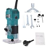 Viitech Fresadora Eléctrica Para Madera, Rebajadora pequeña Eléctrica Fresadora, 800W 33000r/min para Recorte de carpintería Fresadora de Cantos Fresadora de bordes fresadora manual de aluminio (Azul)