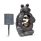 blumfeldt Albert - Fuente de jardín Solar, Potencia 2,8 W, Resistente Intemperie, para Exteriores e Interiores, LoopFlow Concept, con cascadas, Iluminación LED, Poliresina, Gris