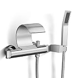 CELO Grifo De Cascada Cobre Caliente Y Frío Montado En Pared Ducha De Mano Electrochapada Grifo De Bañera Baño De Doble Función