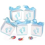 50 Piezas Cajas Regalo Papel, XiYee Caja para Caramelos Regalo, 6 * 6 * 6cm Cajas de Papel Bautizo Caramelos, Regalos Detalles de Fiesta para Baby Shower Cumpleaños Bautizo Niños Recién Nacida (C)