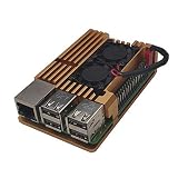 ZkeeShop Caja de Aluminio con Doble Ventilador de refrigeración Compatible para Raspberry Pi 3 Model B，Pi 3 B+，Pi 2 Model B (No Incluye Raspberry Pi Board) (Dorado with Dual Fan)