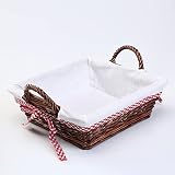woodluv cuadradas 30 x 31 cm cesto de Mimbre Forro Blanco, marrón