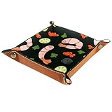rodde Bandeja de Valet Cuero para Hombres - Patrón con gambas y mariscos - Caja de Almacenamiento Escritorio o Aparador Organizador,Captura para Llaves,Teléfono,Billetera,Moneda