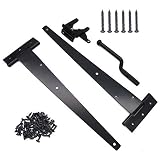 NUZAMAS 2 piezas Bisagras de cobertizo resistentes juego de pestillo de puerta bisagras de puerta para puerta de granero, bisagras de puerta de granero herrajes de hierro forjado negro inoxidable