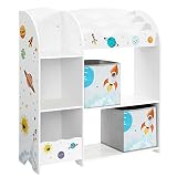 SONGMICS Organizador de Juguetes y Libros para Niños, Estantería de Almacenamiento Multifuncional con 2 Cajas, Gran Capacidad, Tema Universal, para Dormitorio, Salón, Blanco GKR42WT