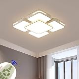 64W Lámpara de techo LED Regulable Plafon Techo Led Cuadrado Iluminación interior para Dormitorio Comedor Cocina Balcón Marco de Concha Blanco [Clase de eficiencia energética A++]