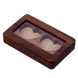 Cabilock Caja porta anillos de madera con doble caja para alianzas, para anillos, joyas, organizador de joyas, para compromiso, boda, ceremonia, San Valentín