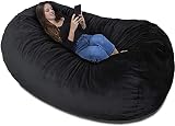 Charlie & Finn Puf Giga XXL en Negra Noche – Funda Aterciopelada Muy cómoda con Espuma viscoelástica – Cama Gigante, sofá Largo, Tumbona acogedora, colchón Genial - Niños, Adultos y Adolescentes