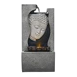 Fuente de Interior Zen Buda Fuente Tablero del Agua 24' Cascada con luz LED for Mesa de Interior y al Aire Libre Escritorio Terraza Jardín Fuentes de Escritorio Interior