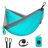 Grassman Hamaca de camping doble y individual portátil hamaca con correas de árbol, hamacas de paracaídas de nailon ligero, accesorios para interior y exterior, mochila, viajes, senderismo, playa