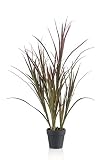 Artplants Set 4 x Carrizo Artificial Myrna, Espacios semiprotegidos, Burdeos, 90cm - Carrizo Decorativo/Planta de plástico