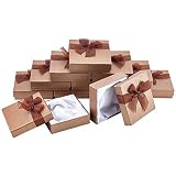 NBEADS 12 pcs Caja de Joya de la Cartulina, Caja de Papel Artesanal con Lazo de Cinta para Embalaje de Regalo de Pulsera de Collar de Bricolaje, 9x9x2.7 cm