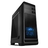 Nox Modus -NXMODUSB- Semitorre ATX y micro ATX, USB 3.0, ventana lateral transparente, incluye un ventilador 120mm LED azul, espacio para 3 discos duros y dos ventiladores, color negro