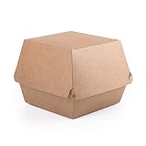 Paquete de 50 cajas de hamburguesas Kraft tamaño XL, contenedor de comida rápida para llevar, caja desechable a prueba de fugas ecológicas reciclables (50, XL)