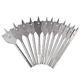 Juego de brocas de pala KATUR de 12 piezas, broca de acero al carbono, broca de madera plana, juego de brocas de paleta de tres puntos gris para carpintería (diámetro de 12-40 mm)
