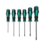 Juego de destornilladores TX para tornillos Torx 6 pzs. con ENSURE-punta de acero Q-50 de WIESEMANN 1893 I T10, T15, T20, T25, T30, T40 I Con punta magnética I 81147