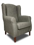 SUENOSZZZ-ESPECIALISTAS DEL DESCANSO Sillon orejero Carla (Sillon Lactancia) Sillón tapizado en Tela Antimanchas Color Gris. Sillon butaca para Dormitorio, Salon o habitacion de Bebe