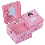 TAOPU Joyero Musical con Caja de Música de Bailarina Linda Giratoria Estuche de Almacenamiento de Joyas para niñas