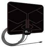 1byone Ultra Plana Antena TV TDT Interior DVB-T DVB-T2, Mayor Rango de recepción de 40 KM, 4 Metros de Cables de Alto Rendimiento, duraderos y Resistentes, Negro