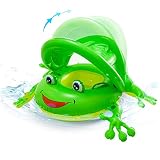 NEWYANG Inflable Flotador para bebé - Círculo de Natación de Rana con Asiento, Sombrilla Desprendible, Manejas, Juguetes de Desarrollo de Natación en Agua para Niños 1-3 años (Verde)