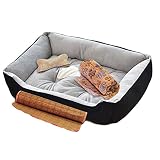 Cama para Perros – Perros Sofá con Cojín – Sofá Cama para Mascotas – Lavable con Suave Cojín Desmontable – para Gatos Pequeño Y Grandes, Perros Pequeños,Negro-4piezas,XS