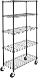 Amazon Basics - Estantería de 5 baldas, con ruedas - Negro