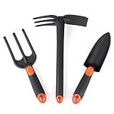Sekey Kit de jardinería 3 Piezas, Pensado para Trabajos pequeños de jardinería, Pala de Mano, Azadilla de Tres Puntas y azadilla Universal