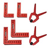 Escuadras de Posicionamiento de 90 Grados,CHENKEE 4 pz Abrazaderas Posicionamiento Esquina L 90 Grados Regla Posicionamiento Recto con Abrazaderas de Resorte de Plástico para Cajones Marcos de Cuadros