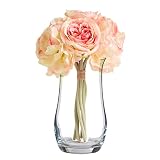 UNISHOP Jarrón de Flores de Cristal, Florero de Vidrio de 21 cm de Alto, Elegante y Sofisticado