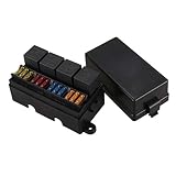 Basage Caja de portafusibles de hoja de 12 vías con terminales de pala y fusible 4 piezas 4 pines 12 V 40 A Relés para coche camión remolque y barco