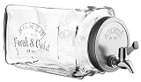 Kilner - Dispensador de bebidas de cristal para frigorífico, con escala de medición y grifo de fácil vertido, 32,7 x 14 x 18 cm, 3 litros