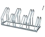 Aparcabicicletas soporte para aparca Bicicleta suelo Aparcamiento de bicicletas garaje Parking de 6 Bicis acero galvanizado (1- Aparcabicicletas + T)