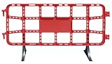 Valla de plástico obra peatonal roja, valla reforzada con patas extraíbles de 2 metros (1- Valla)