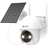 ANRAN Cámara de Vigilancia WiFi Exterior Solar con Batería Recargable, 1080P Cámara IP de Vigilancia con Foco Iluminación 360° Pan&Tilt con PIR Sensor Visión Nocturna, Audio Bidireccional, Q01 Blanco