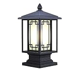 Poste de luz tradicional para exteriores Lámpara de pilar de aluminio para jardín Puerta de vidrio esmerilado Lámpara de columna de bolardo de valla de luz de estigma Impermeable IP65 Luz de
