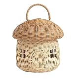 UKETO Bolsas de seta para mujer, bolso de paja para mujer, bolso de hombro, cesta de setas, tejido tejido para juguetes de bebé, almacenamiento de niños, fotografía, accesorios, decoración del hogar