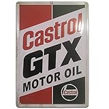 BOEMY Chapa Vintage de Coches/Motos | Placa metálica Decorativa Retro [ Aceite Castrol ] | Ideal para Pared de Salón, Bar, Taller, Garaje | Tamaño 20x30.