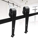 EINFEBEN Juego de herrajes para puerta corredera, 200 cm, forma de flecha, carril para puertas correderas de 1 m, longitud de la puerta corredera de madera y cristal capacidad de peso de 150 kg