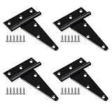 GmeDhc bisagra negra, 4 Piezas bisagras plegables con Tornillos, Bisagras puertas madera rusticas, Bisagra en t de acero inoxidable para puertas de fábrica, puertas de almacén, puertas de jardín
