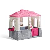 Step2 Neat and Tidy Cottage Casa Infantil de Plástico en rosa | Casita de Juegos para niños de Jardin / Exterior con Cocina, Timbre y Accesorios
