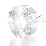 JeoPoom Cinta de Doble Cara Lavable, Reutilizable Traceless Grip Tape, Cinta Adhesiva Doble Cara Extra Fuerte, Transparente Nano Tape para Pared,Cocina, Alfombra,Llaves,Fijación de Fotos(9.8ft/3Meter)