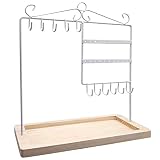 BelonLink Soporte de Joyería, Organizador de Joyería, Colgante Soporte de Torre de Joyería Soporte de exhibición de Joyería para Pendientes, Collar, Pulseras y Anillos (Blanco)