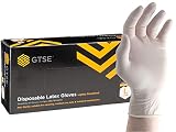 GTSE Caja de 100 guantes de látex, tamaño grande (L), guantes desechables ligeramente en polvo, color blanco